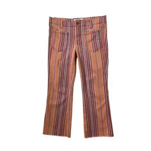 Free People Striped Ankle Pants - Orange and Brown